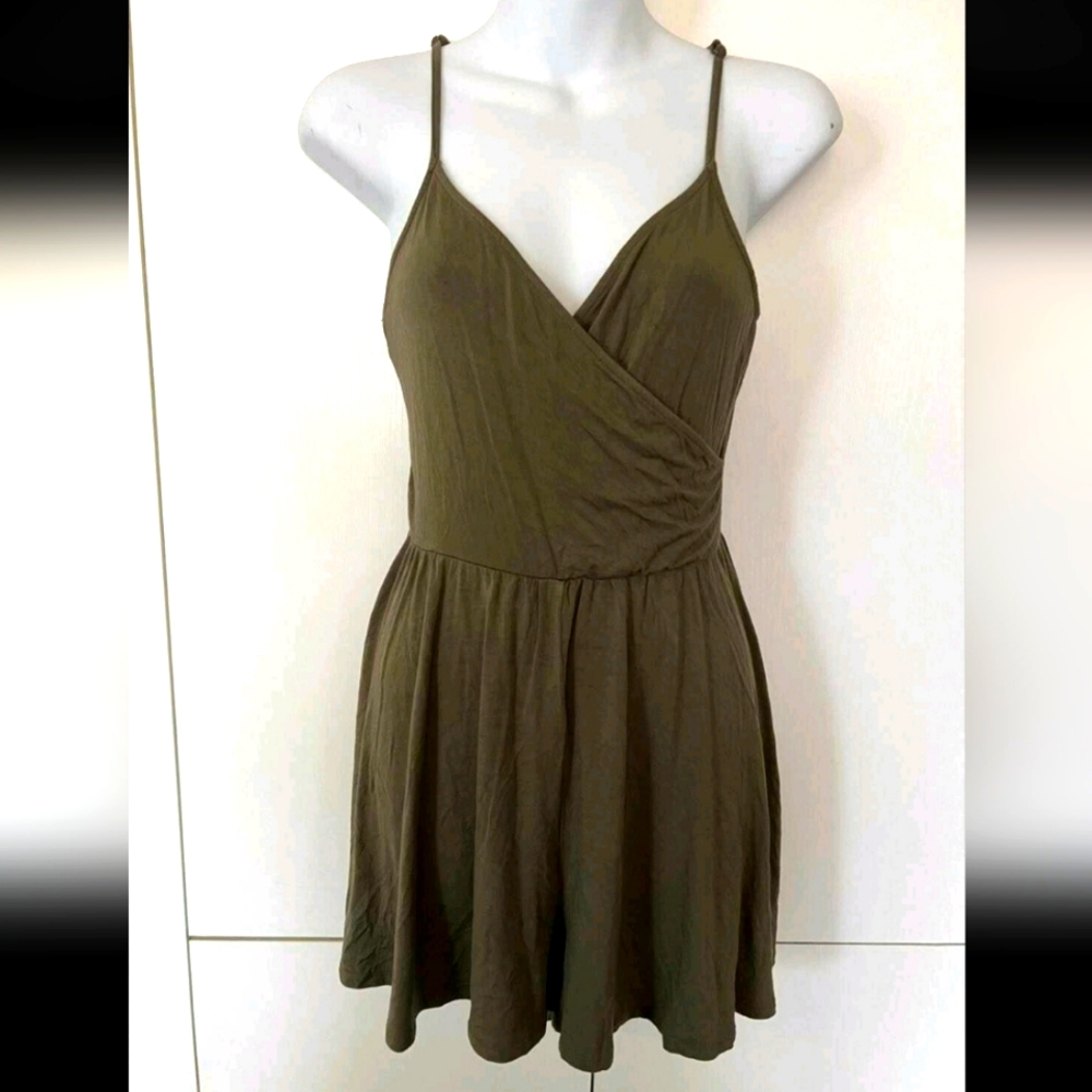 Army green short romper